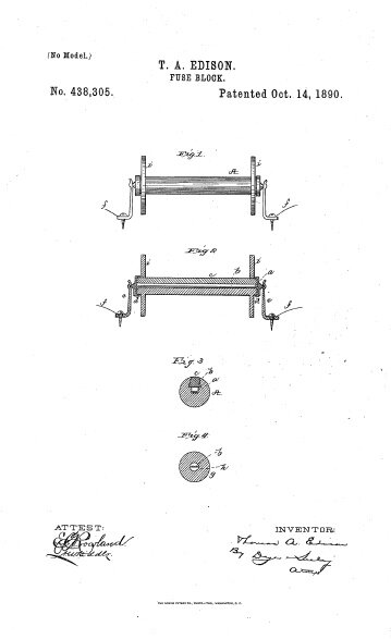 Патент на предохранитель. 1890