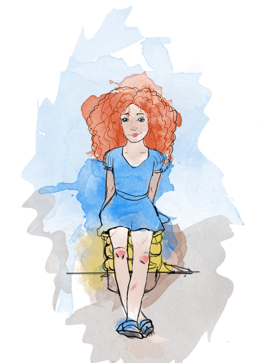 мой личный рисунок, очень старалась, надеюсь, передает задор Ии. 