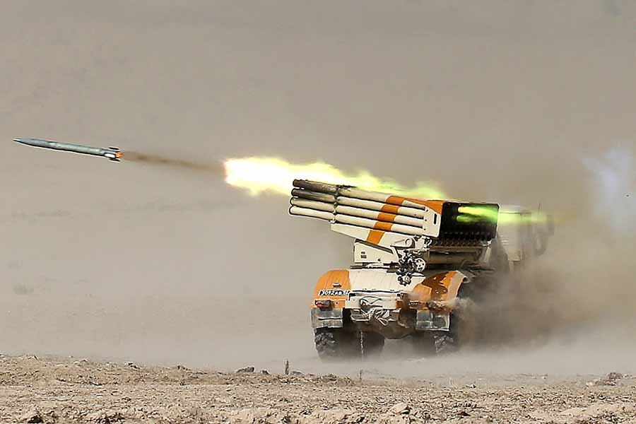 Стрельба реактивной системы залпового огня "Град" во время учений стран ОДКБ "Эшелон-2021" - Фото: Петр Ковалев/ТАСС