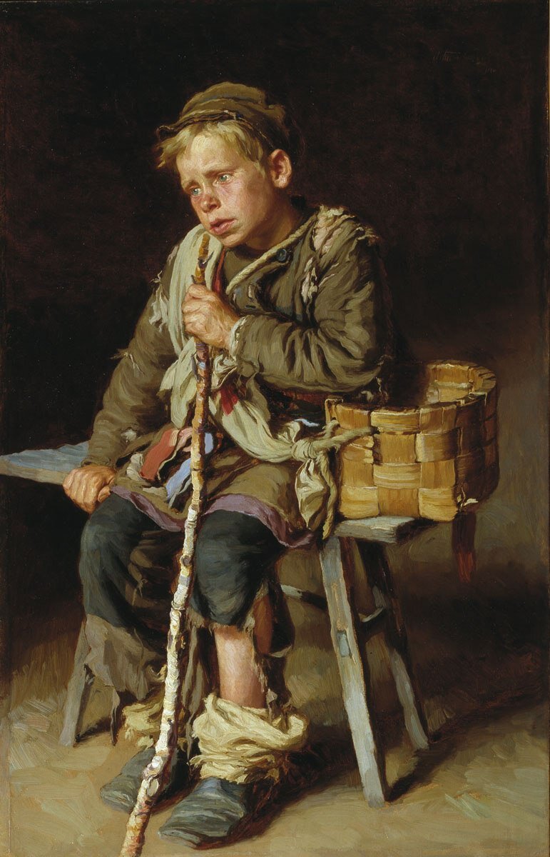 Творожников. Мальчик-нищий с корзиной. 1886.