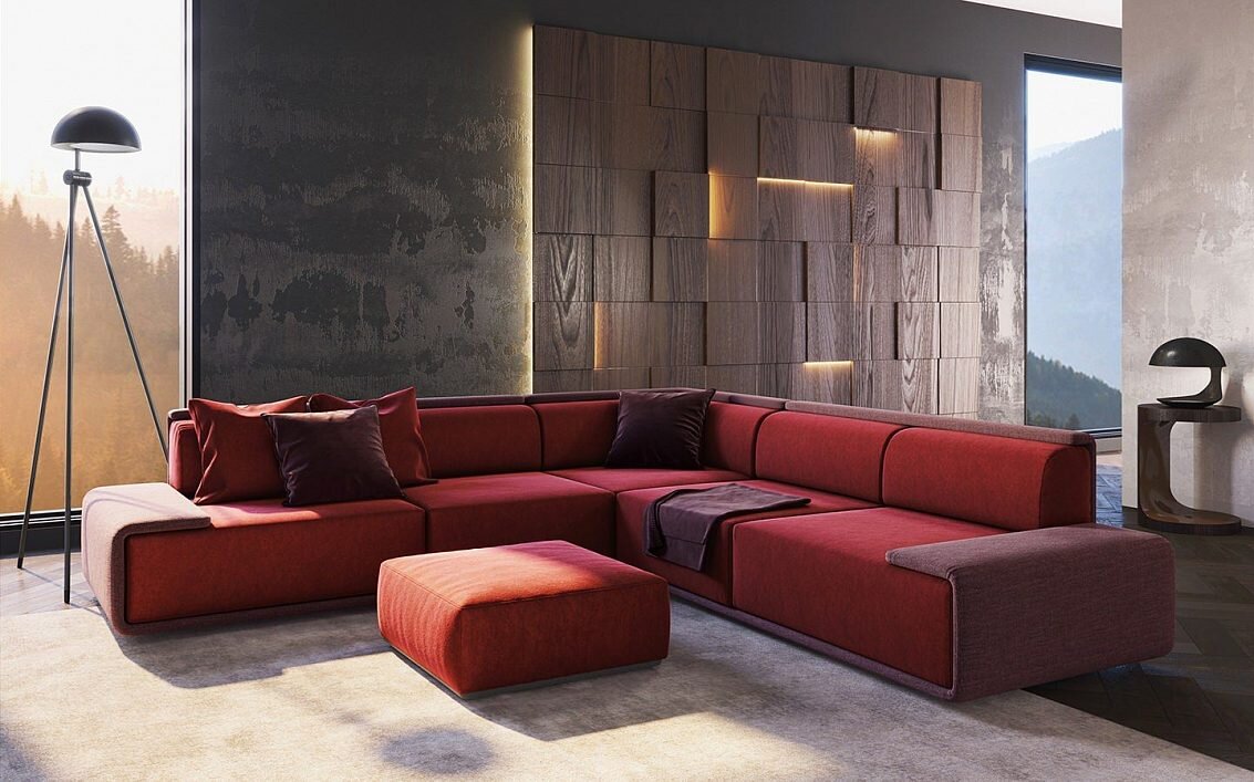 Пятимодульный угловой диван и пуф BRADLEY 15