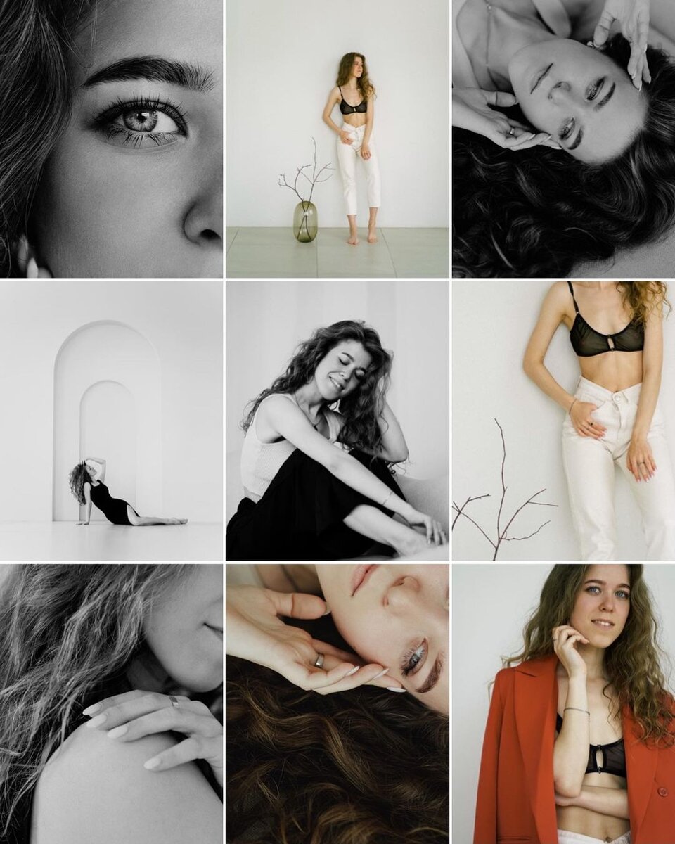 кстати, из студийных портретов можно даже составить полноценный, а главное — разнообразный, визуал. И все — благодаря правильной работе с деталями | @sia.vibe