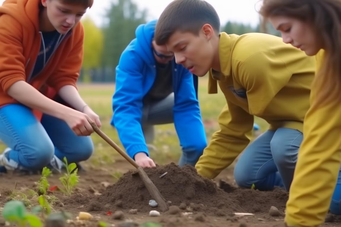 Результат генерации по запросу "Студенты роют носом землю, пытаясь найти место для прохождения практики", стиль: 4k