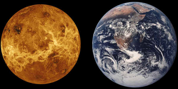 Венера в сравнении с Землёй