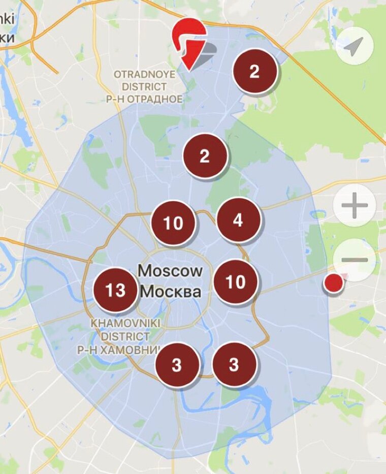 Делимобиль карта зона завершения аренды москва