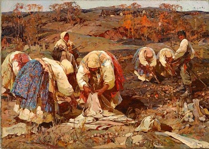 С. Колесников "Сбор картофеля" 1908