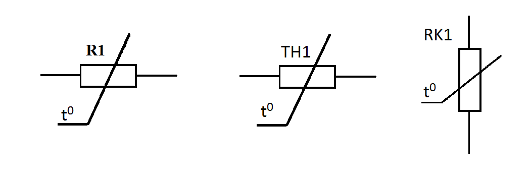 Термистор обозначение на схеме