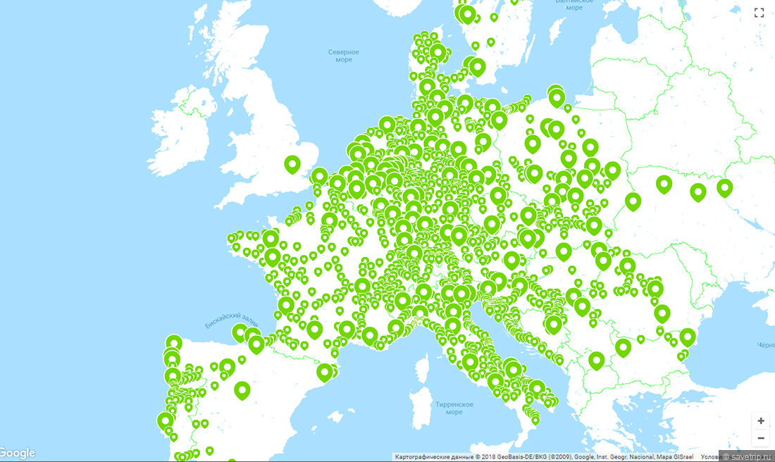 Карта автобусных маршрутов Flixbus