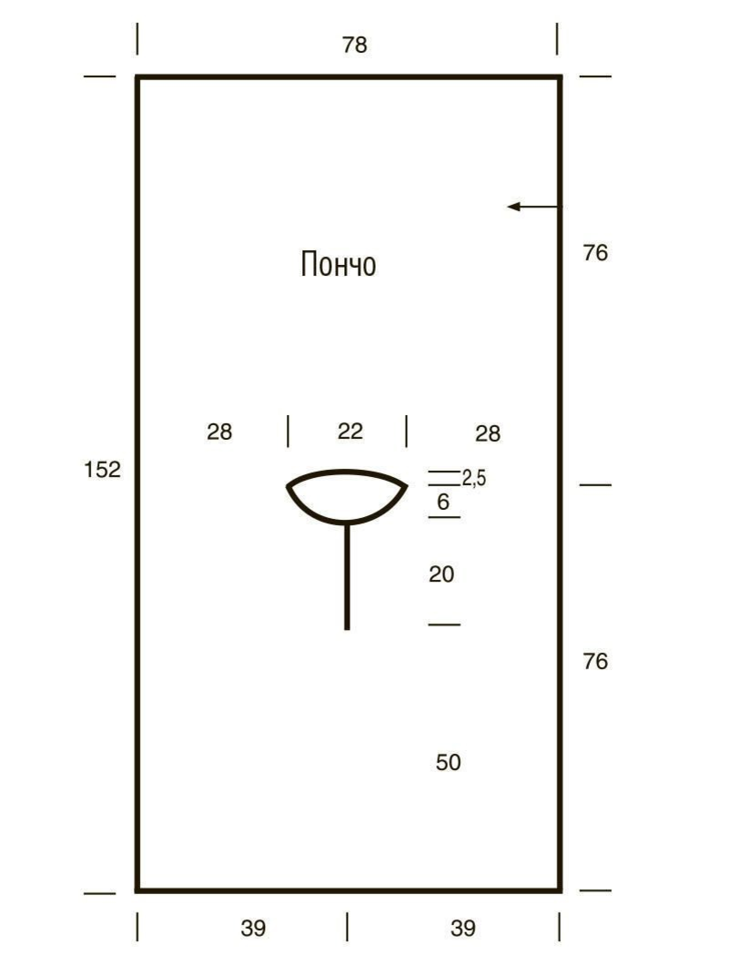 Пончо из двух прямоугольников спицами схемы