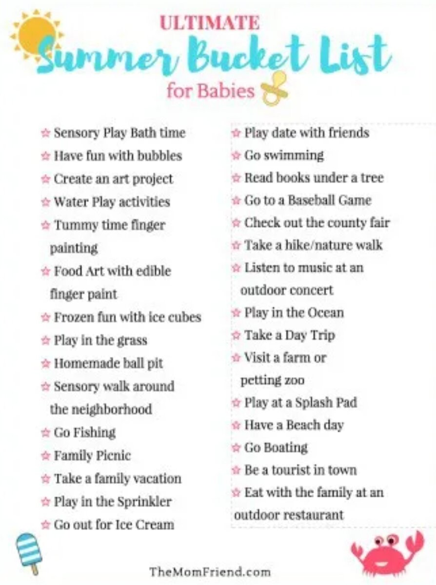 Летний список дел с малышом