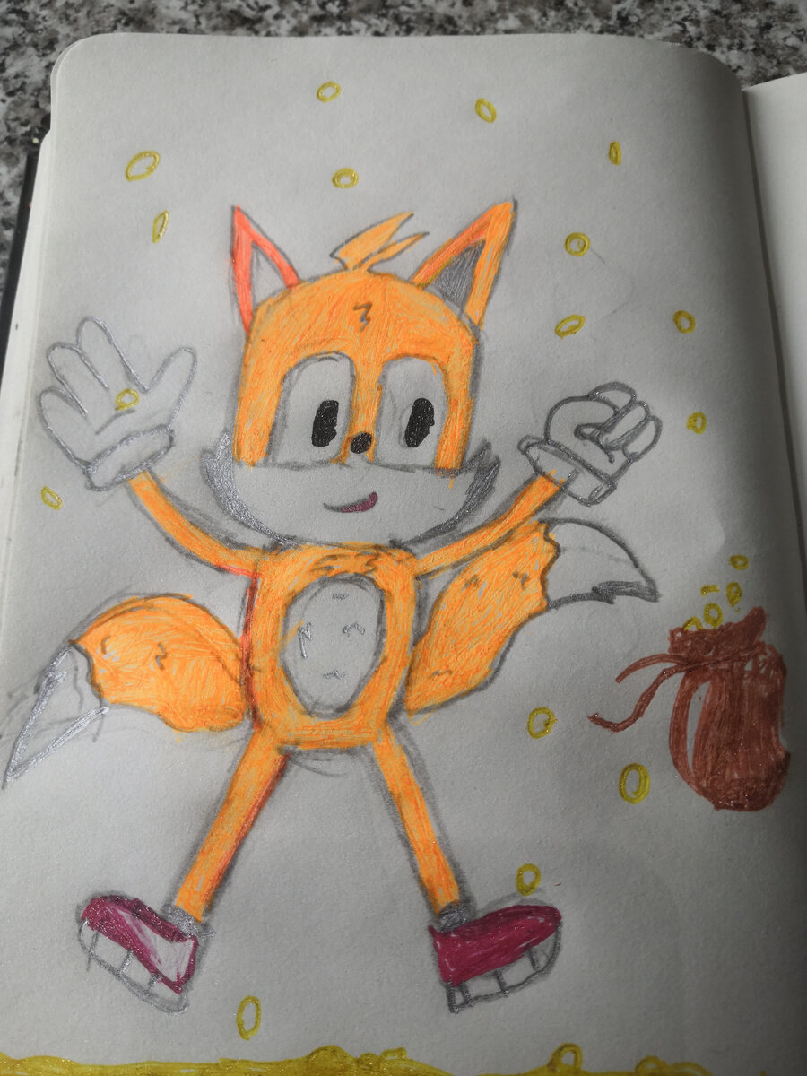 А это рисовал в поезде гелиевыми ручками. Из Соника кто-то. 