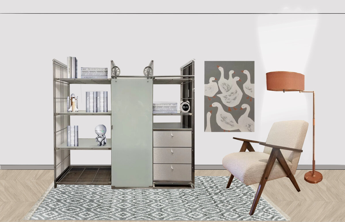 Стилистический коллаж зоны кабинета.