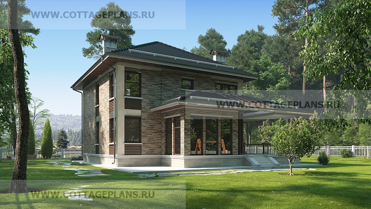 3-й и 4-й фасады дома. Источник фото: https://www.cottageplans.ru