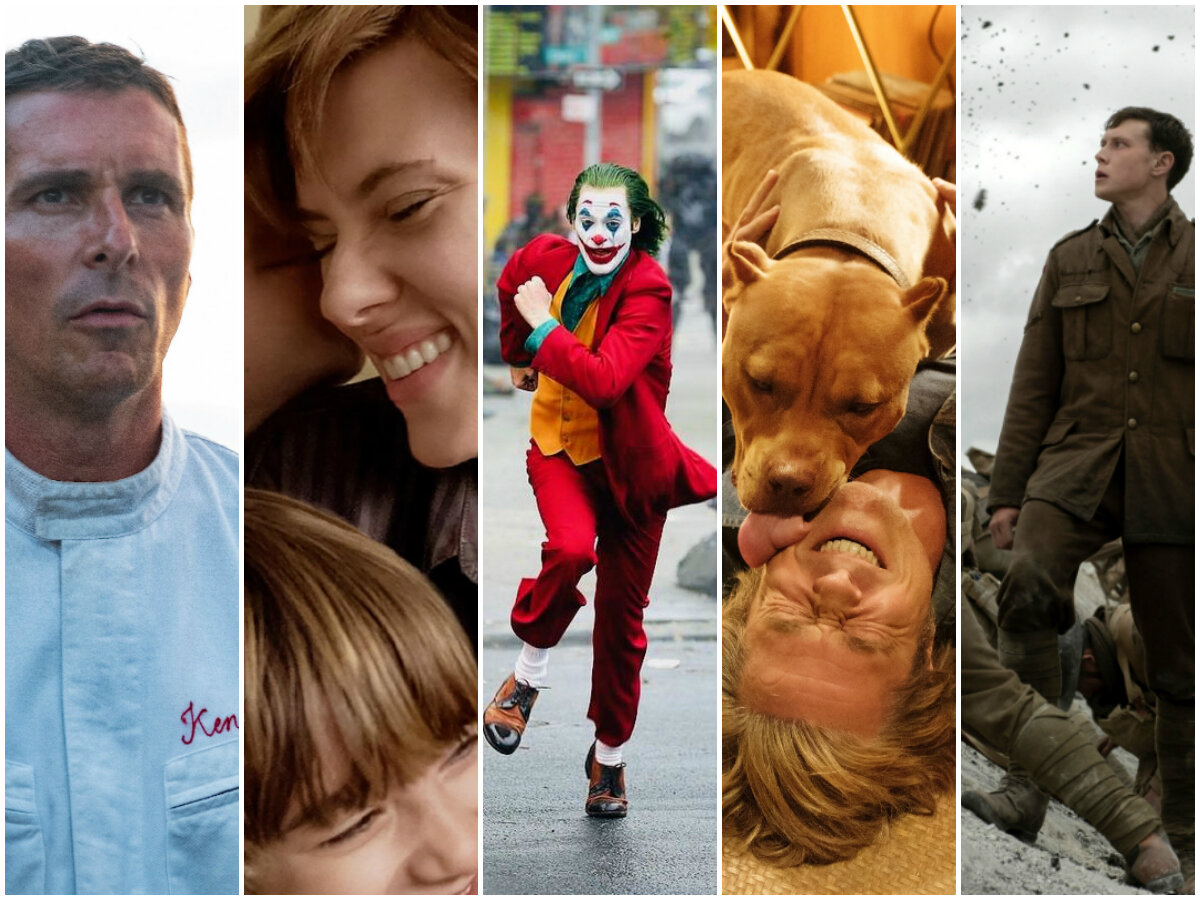 Кадры из фильмов: Ford против Ferrari, Брачная история, Джокер, Однажды... в Голливуде, 1917