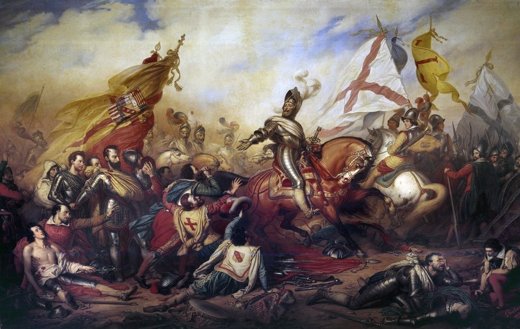 Анри Четвертый в решающей битве при Иври, 1590 год. Художник: Charles de Steuben