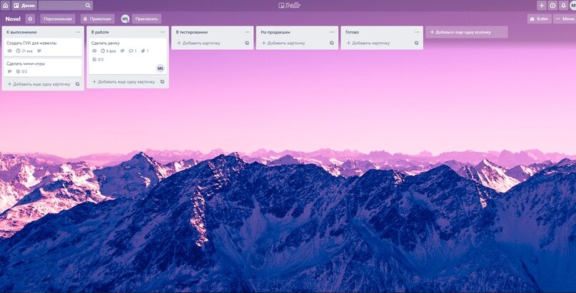                                              Вот так выглядит типичная доска в Trello