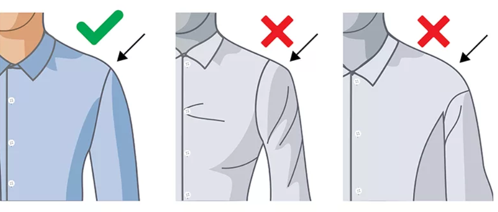 Где должна быть. Плечевой шов на мужской одежде. Плечевые швы в мужской рубашке. Правильный размер рубашки мужской. Правильная мужская рубашка.