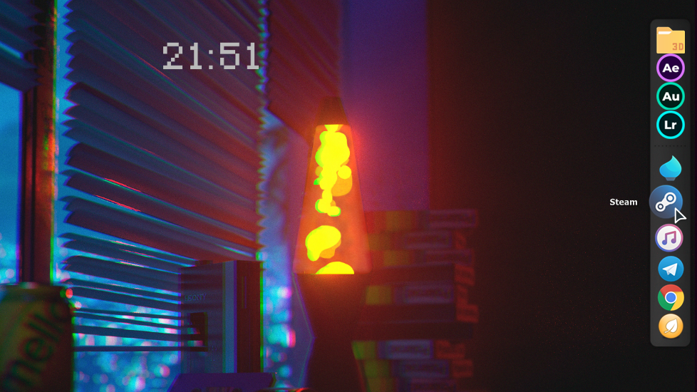 RocketDock на рабочем столе.