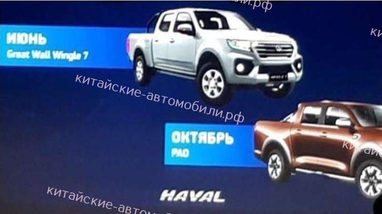 На фото: слайд из презентации Haval. На ней — даты вывода на российский рынок новых пикапов Great Wall.