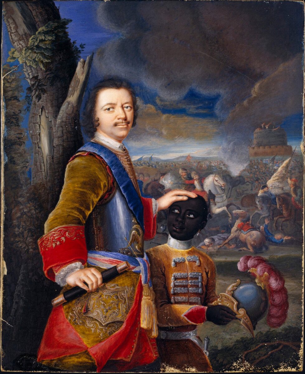 Петр 1 с арапченком.