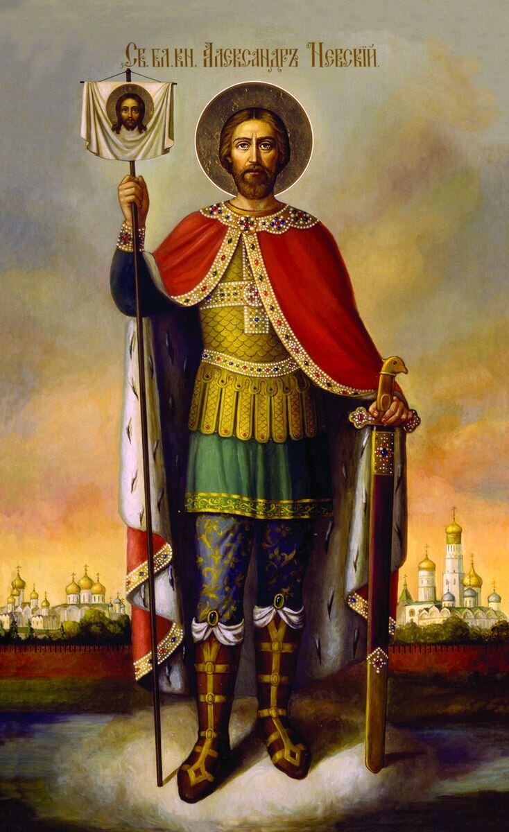 Икона святого благоверного князя Александра Невского храма Архангела Михаила на Девичьем поле (Москва), конец XIX века.
