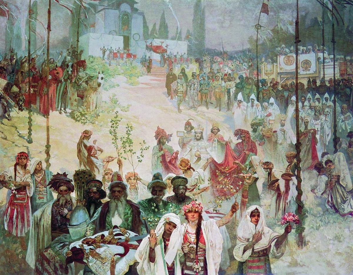 Коронация сербского царя Стефана Душана византийским императором. Альфонс Муха