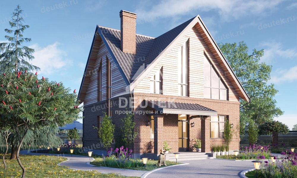 Проект дома 9 на 11 с мансардой и кабинетом из газобетона - LK-139