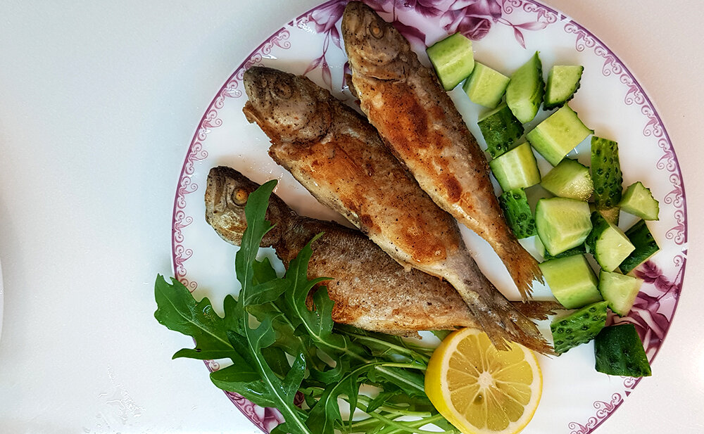 Жареный луфарь. Фото - собственность автора статьи.