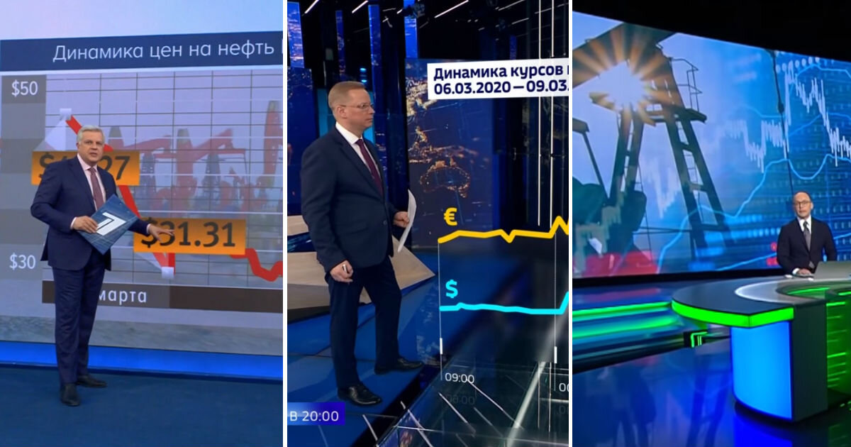 Кадры из выпусков новостей на Первом канале, «России 1» и НТВ