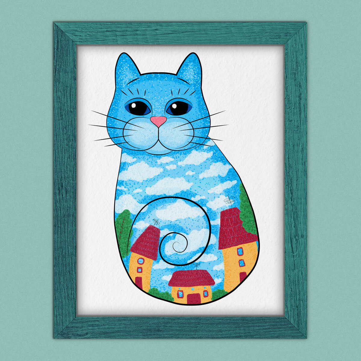 Небольшой вид на городок и облака