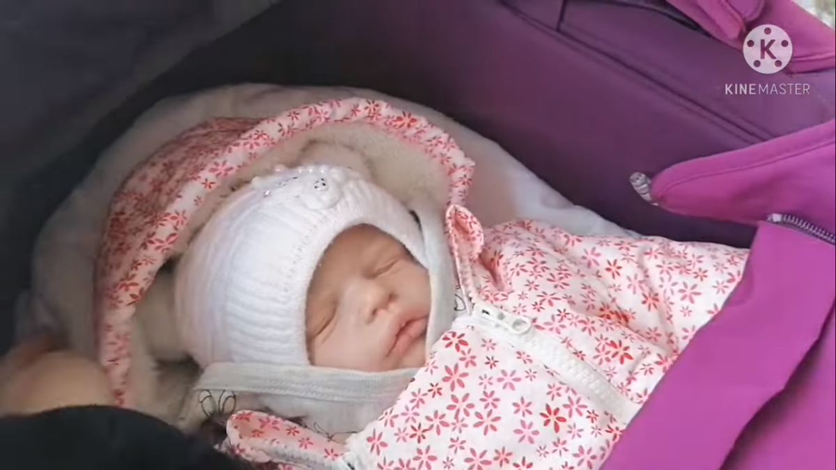 Скриншот с видео о прогулке Анны с реборном Анастасией