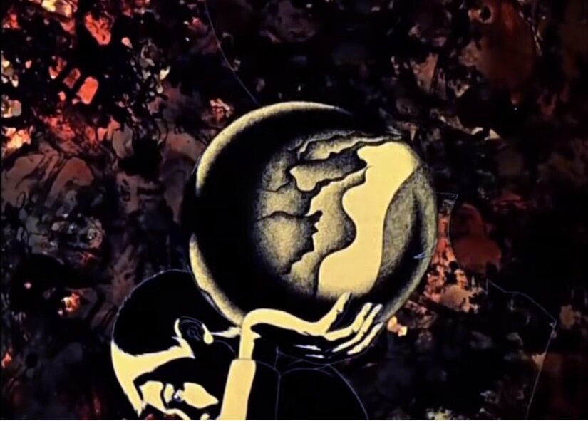 кадры из мультфильма "Перевал", 1988, Союзмультфильм. На основе романа Кира Булычёва «Посёлок». Режиссёр Владимир Тарасов, художник-постановщик Анатолий Фоменко, музыка Александра Градского. 