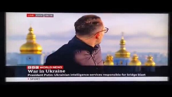 Утренний эфир Би-би-си из Киева. Видео © Telegram / Readovka