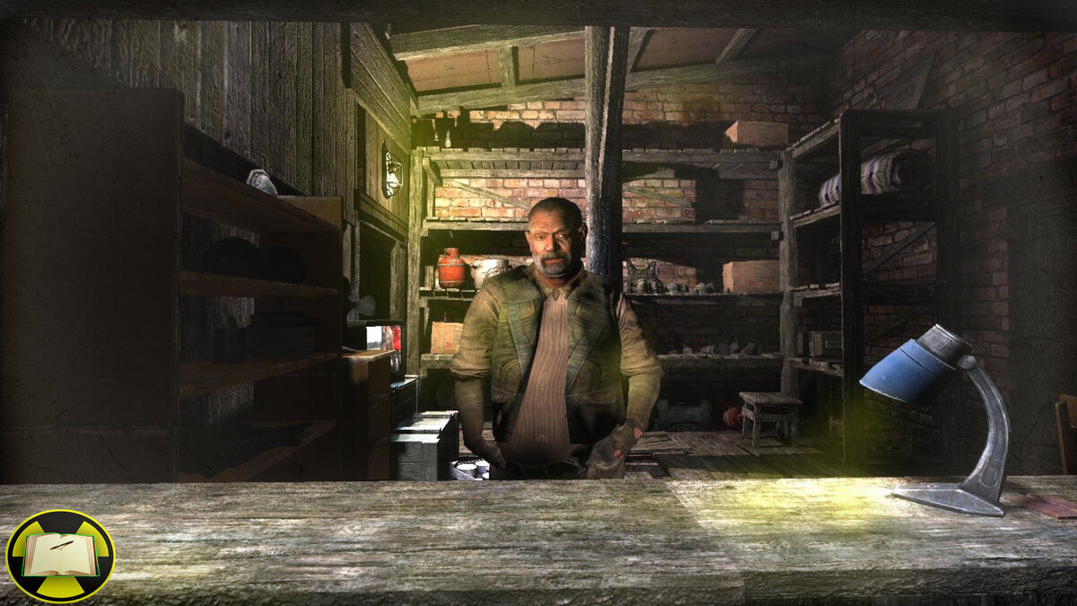 Пустые полки у торговца Палыча в Деревне Сталкеров