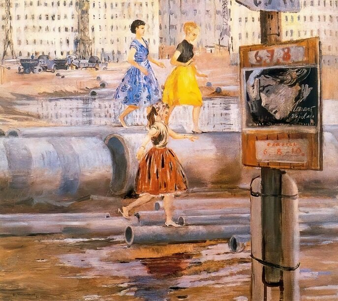 Первые модницы нового квартала. 1961 год. Юрий Пименов.