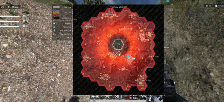 Так отмечается зона "Пепельного глаза". Причем она постоянно меняется по ходу игры.