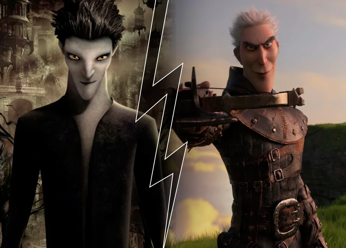 Слева - Кромешник из м/ф "Хранители снов", справа - Гриммель из м/ф "Как приручить дракона 3"