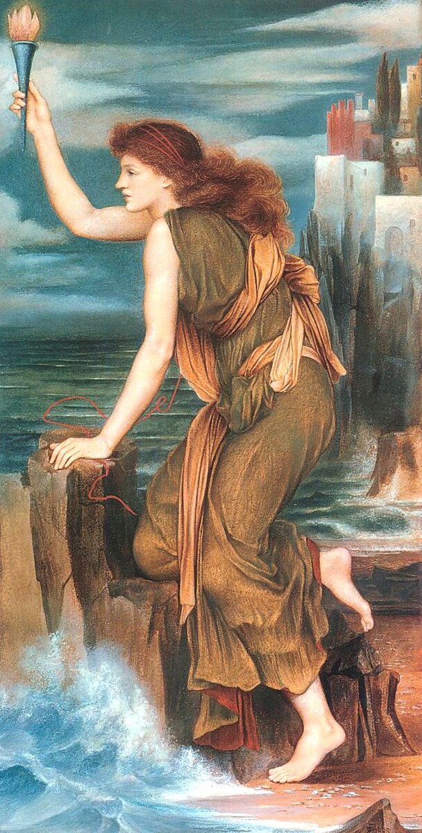 Геро, держащая факел для Леандра. Эвелин Де Морган. 1885 г. 