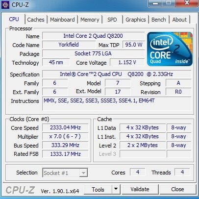 Описание через программу CPU-Z