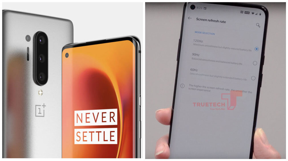Рендер слева и реальное фото OnePlus 8 Pro справа