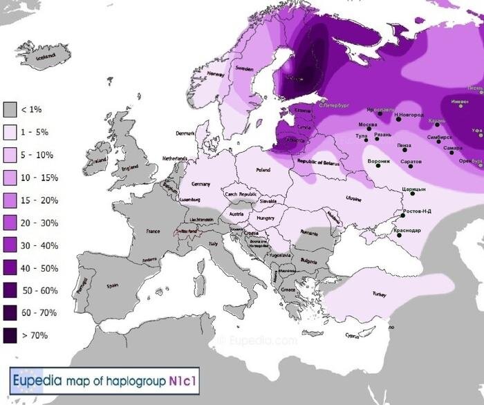 I2 гаплогруппа карта