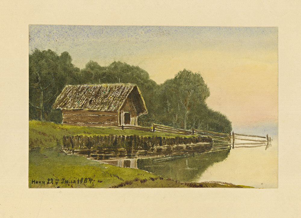 Николай II. 1884 г. Бумага. Акварель. Подпись автора: «Ники. 22-го июля 1884». Фото: открытые источники.