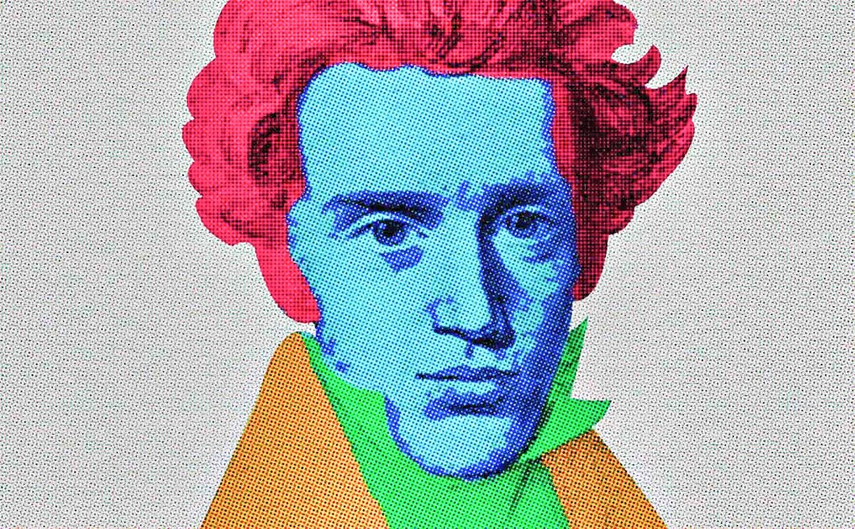 Портрет основоположника экзистенциализма в стиле поп-арт
