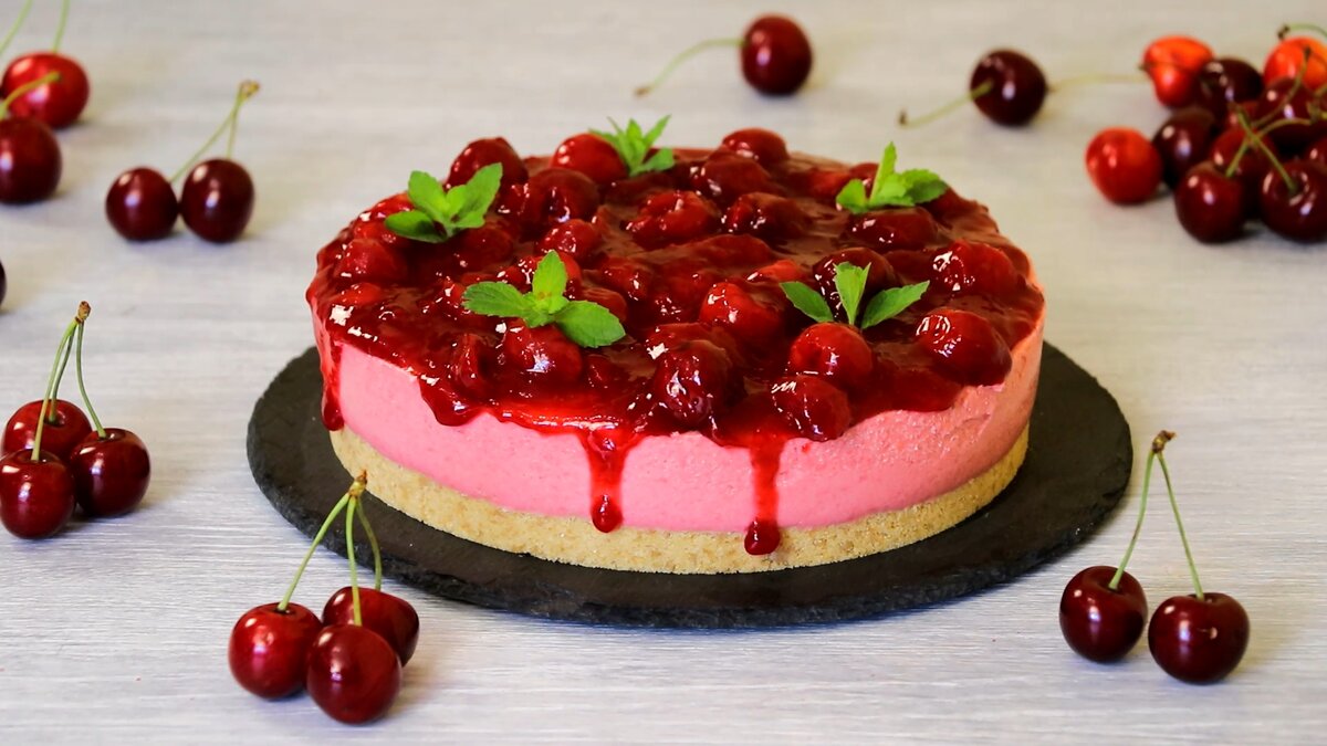 Рецепт: Чизкейк с Черешней Без выпечки. Как приготовить Чизкейк с Черешней Без выпечки?