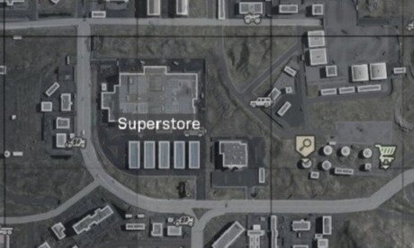Следующая локация под названием Superstore очень хороша для высадки т.к. имеет увеличенный спавн денег по всему зданию, по близости может находится до 2 магазинов и имеет  хорошее расположение ближайшего транспорта.
