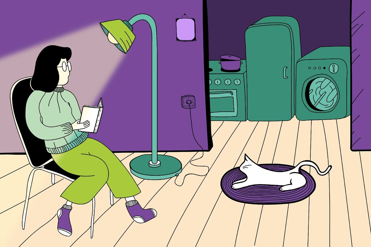 Как экономить на электричестве: подсказки на картинке (пользуйтесь локальным освещением, одевайтесь тепло, если в доме прохладно, стирайте при 30 градусах вместо 40 и закрывайте кастрюлю крышкой, когда готовите)) 