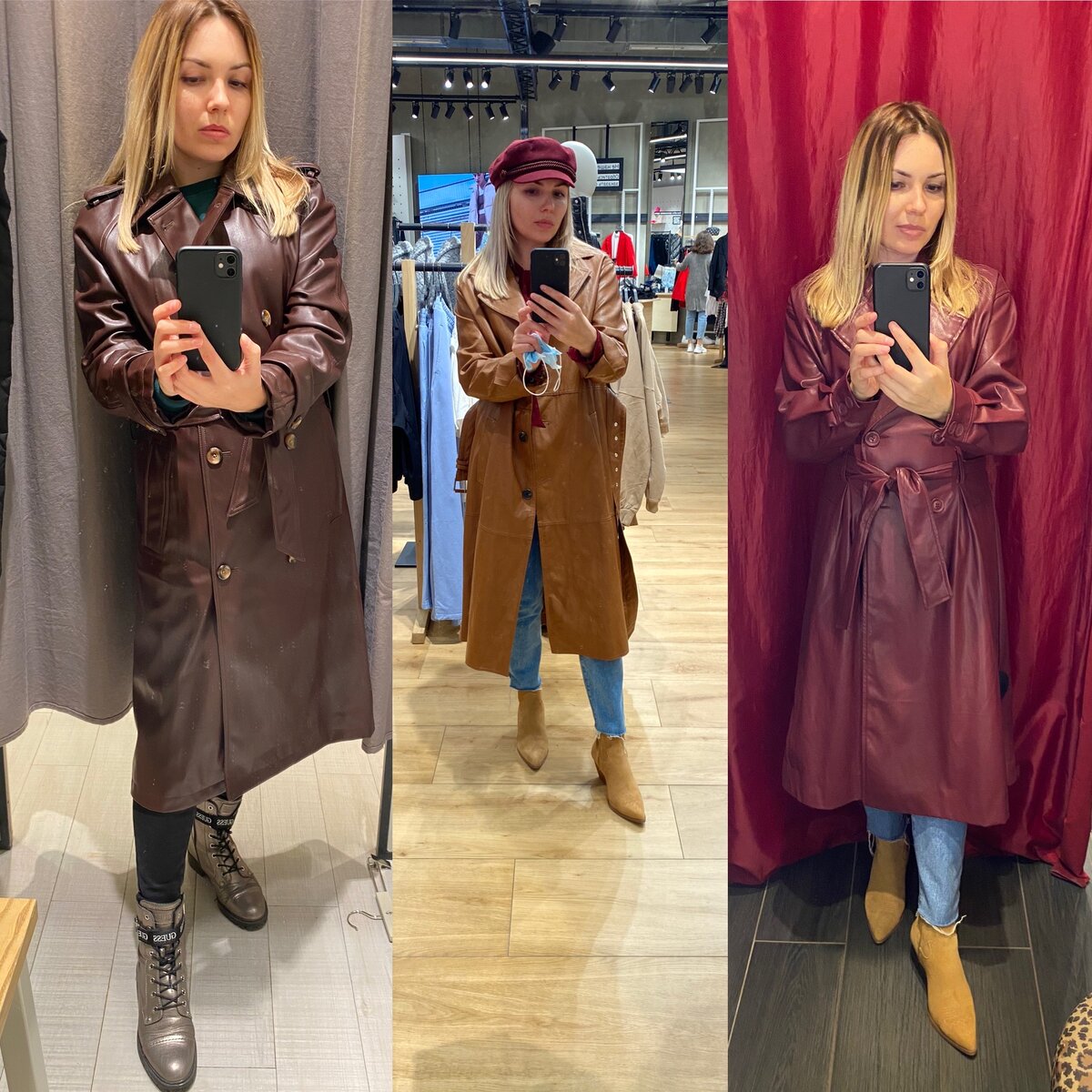 Тренч Stradivarius, цена 4299 руб; пальто Bershka, цена 4999 руб, тренч Love Republic, цена 9999 руб (коллаж автора)