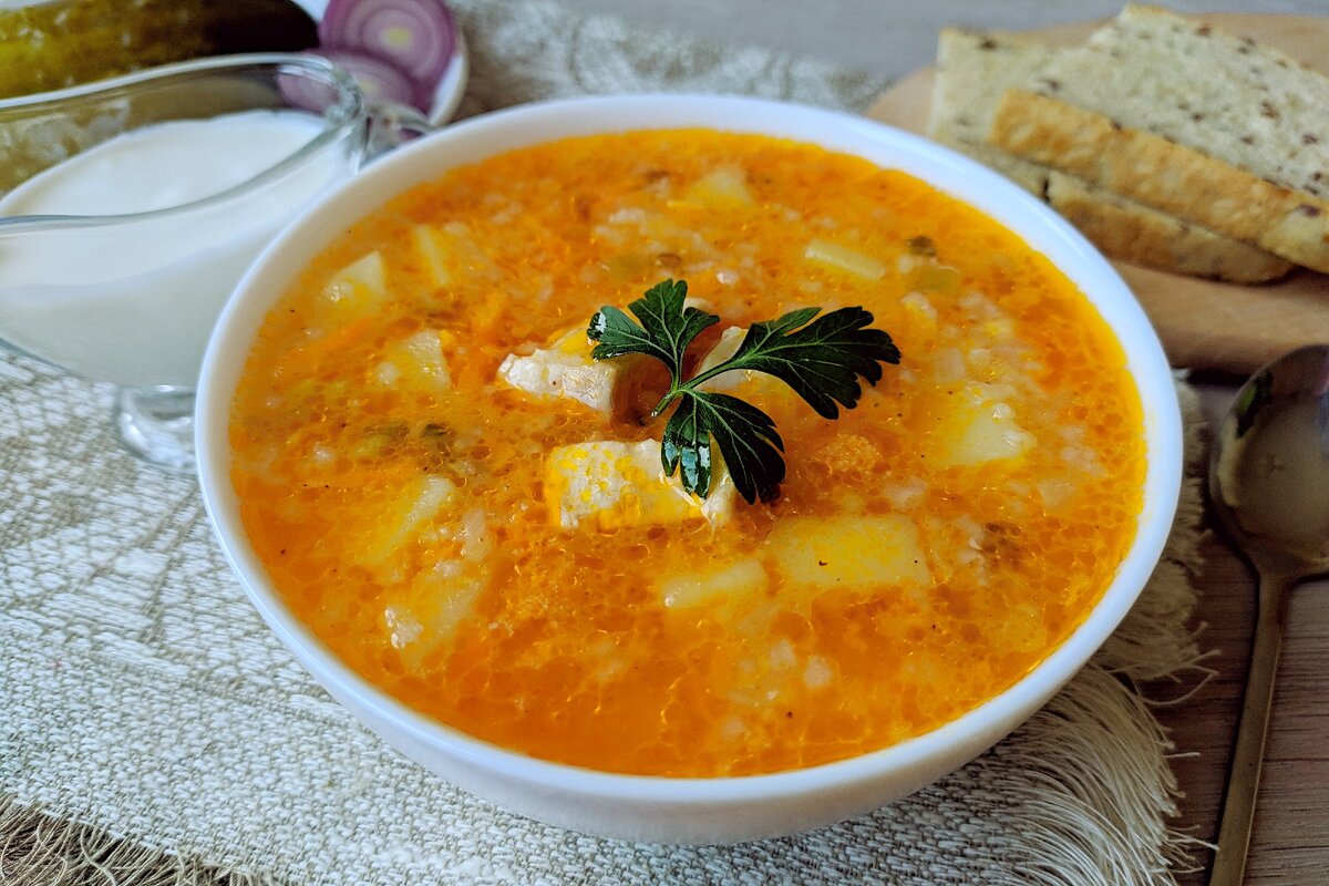 Рассольник с рисом и солеными огурцами и помидорами рецепт