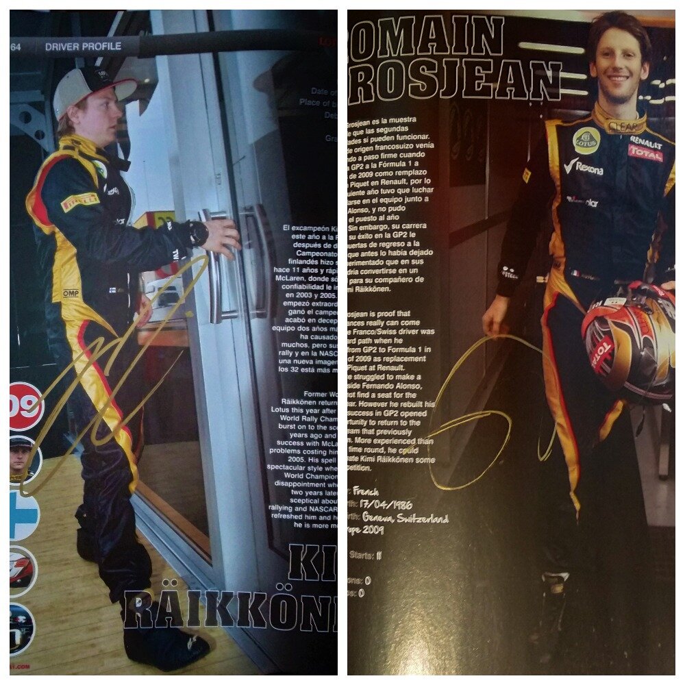 Автограф Кими Райкконена и закорючка Ромена Грожана.