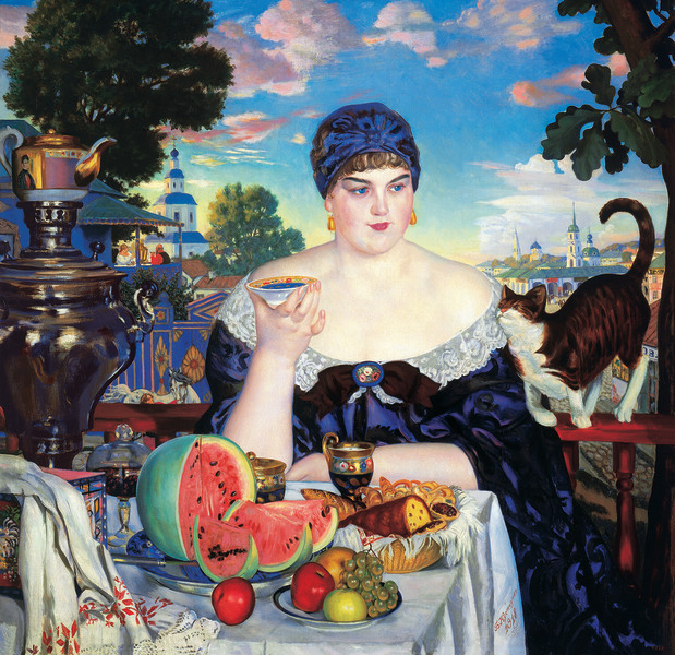 Борис Кустодиев, "Купчиха за чаем", 1918г.